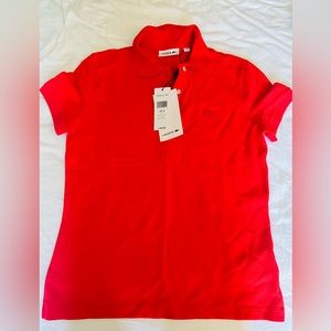 NWT Lacoste women red polo shirt